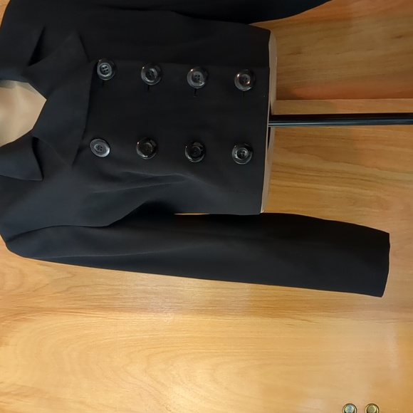 Vintage Cropped Double Breasted Cropped Black Jacket - Picture 3 of 5